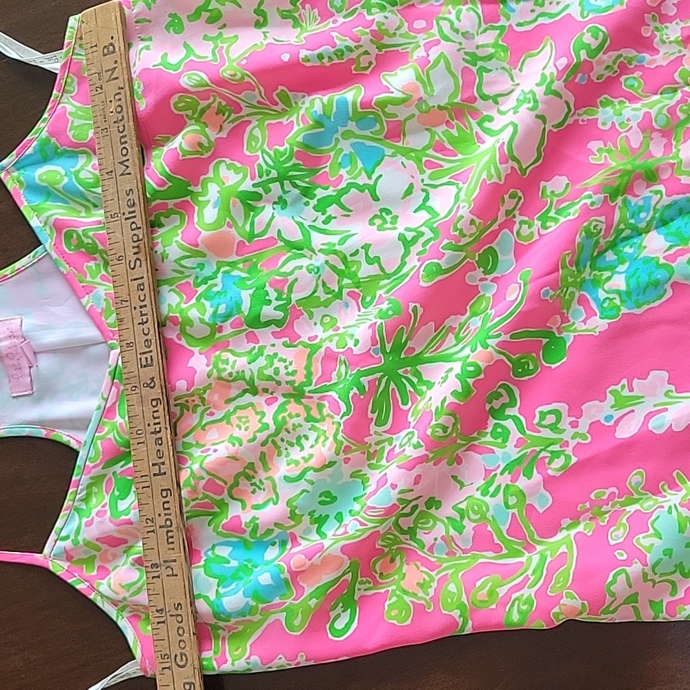 Lilly Pulitzer Dusk Silk Slip Dress Southern Chaloral Pink and Green Slip Dress - Picture 10 of 10